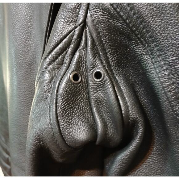 Biker Motorcycle Quality Heavy Blk Leather Belted Style Jacket Men’s L - Picture 8 of 13